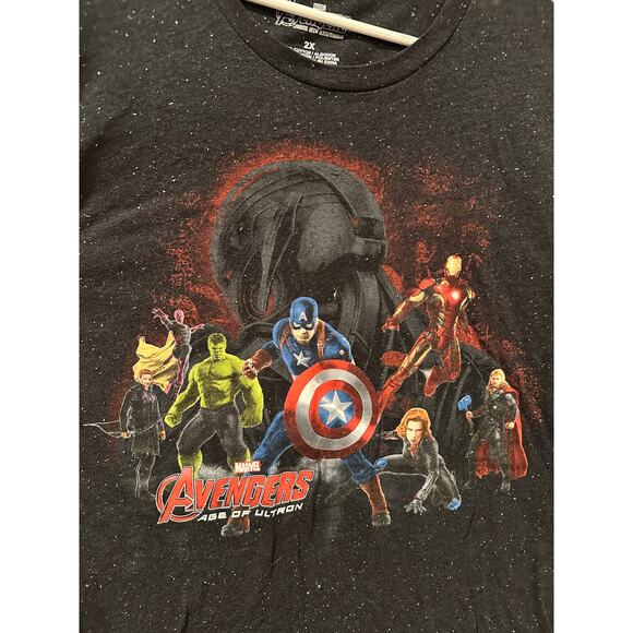 Marvel Disney Avengers the Age of Ultron Movie Black Speckled Tee 2X - Picture 2 of 3